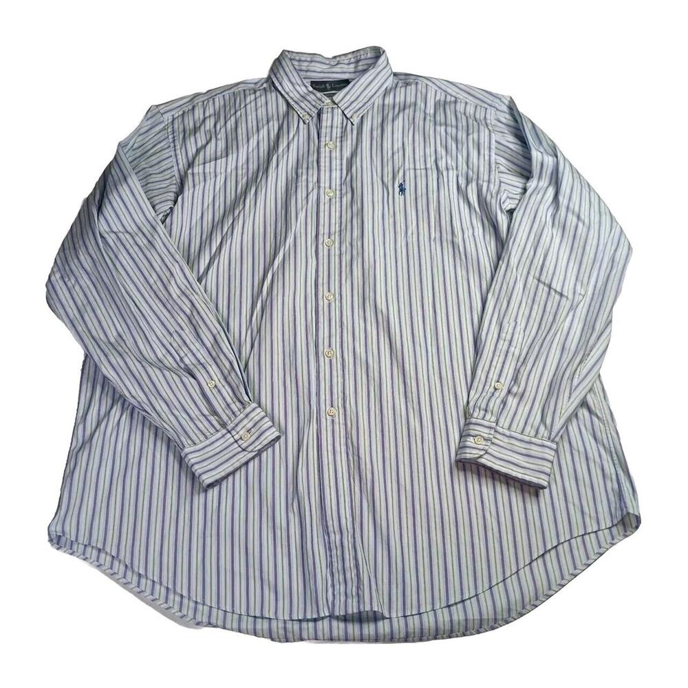 Ralph Lauren Shirts Men's 2XL XXL Classic Fit Blue Green Purple White Striped
